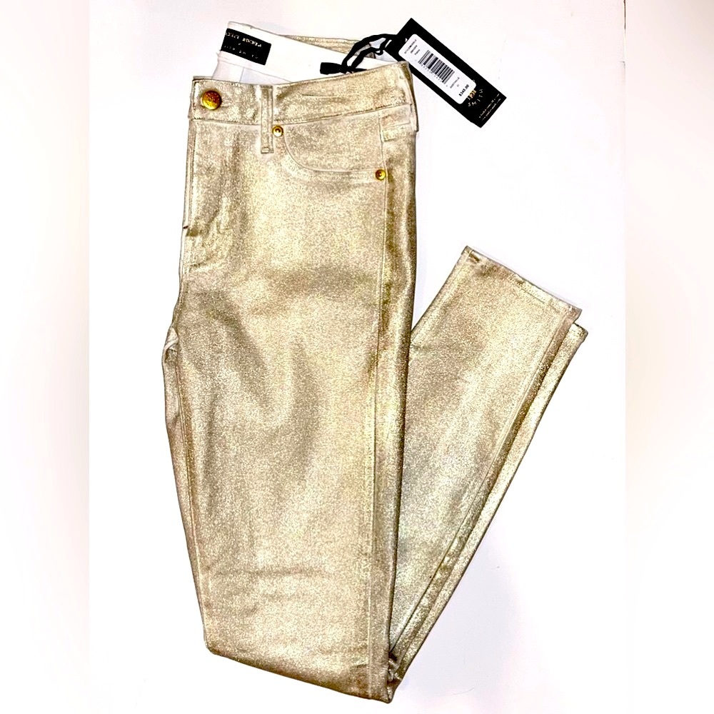 NWT Badgley Mischka X Parker Smith - Gold Mid-Rise Skinny LIMITED EDITION